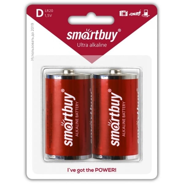 Батарейка алкалиновая Smartbuy LR20/2B (12/96) (SBBA-D02B)
