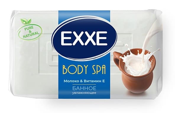 Туалетное мыло EXXE BODY SPA БАННОЕ "Молоко & витамин Е" 1шт*160г  (БЕЛОЕ) /48
