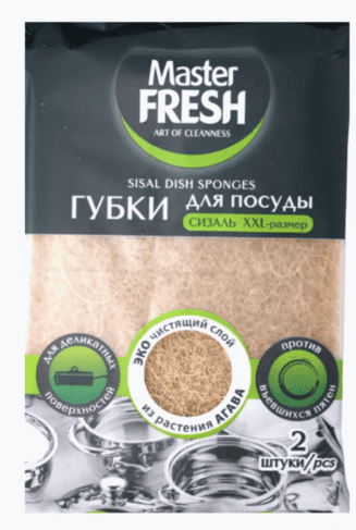 Master FRESH ЭКО целлюлозные губки д/посуды с АГАВОЙ XL-размер, 2шт