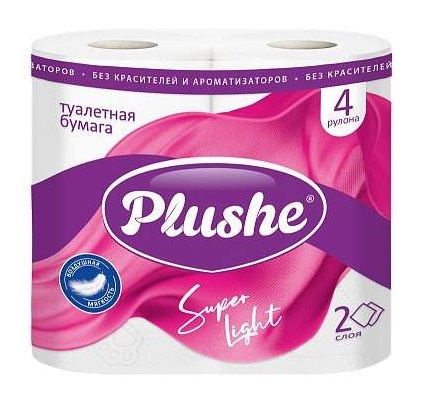 ТБ Plushe " SUPER LIGHT " 4 рул  по 15м 2 слоя /12/