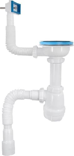 Aquant Сифон для мойки 3 1/2" х 40 с пласт.реш. с прямоуг. переливом с г.т. 40Х40 /50