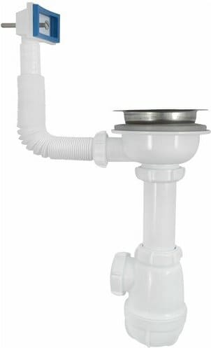 Aquant Сифон для мойки 3 1/2х40 с пласт.реш. с прямоуг. переливом