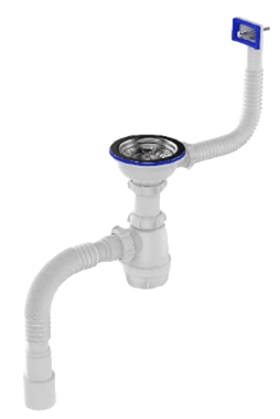 Aquant Сифон для мойки 3 1/2"х40 с мет.реш. с прямоуг. переливом с г.т. 40х40/50