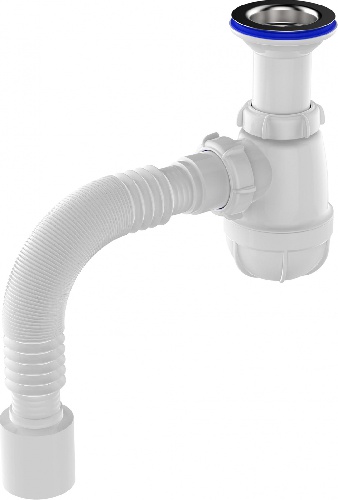 Aquant Сифон для кухни 1 1/2"х40 с удлинённой горловиной с мет.реш.  c  г.т. 40х50