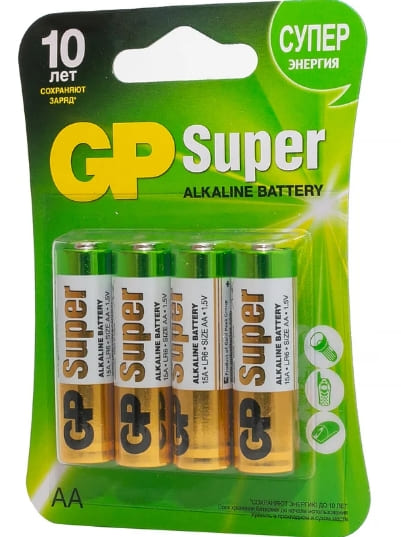 GP Элемент питания LR6 Super Alkaline G-TECH 15AА-2CRSBC4 4шт НА БЛИСТЕРЕ (40)