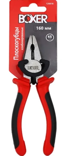 Плоскогубцы, Boxer, 180 мм, комбинированные, двухкомпонентные рукоятки (1 уп - 6шт, 1 кор- 60 шт)