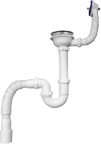 Aquant Сифон для мойки 3 1/2"х40 прямоточный с мет.реш. с прямоуг. переливом с г.т. 40х40/50