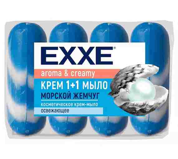 EXXE Косметическое мыло 1+1 "Морской жемчуг" 4шт*75г (СИНЕЕ) /12