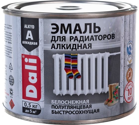 Эмаль для радиаторов Dali алкидная глянец 0,5 кг, Рогнеда