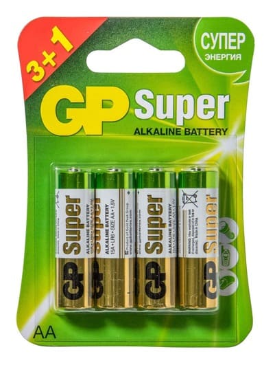GP Элемент питания LR6 Super Alkaline 15A-2CR4 4шт НА БЛИСТЕРЕ (40/320)