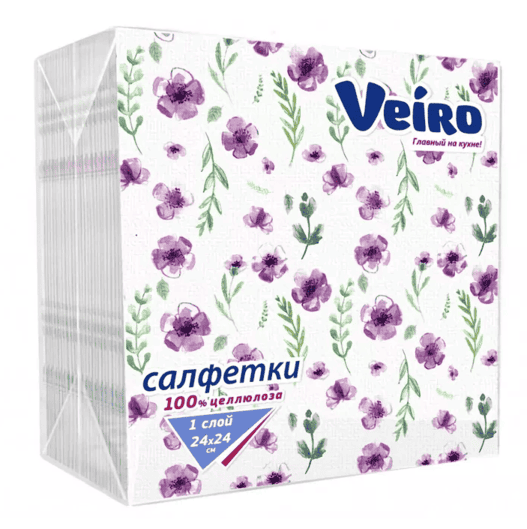 Салфетки Veiro  Анютины глазки 1сл 50шт /90