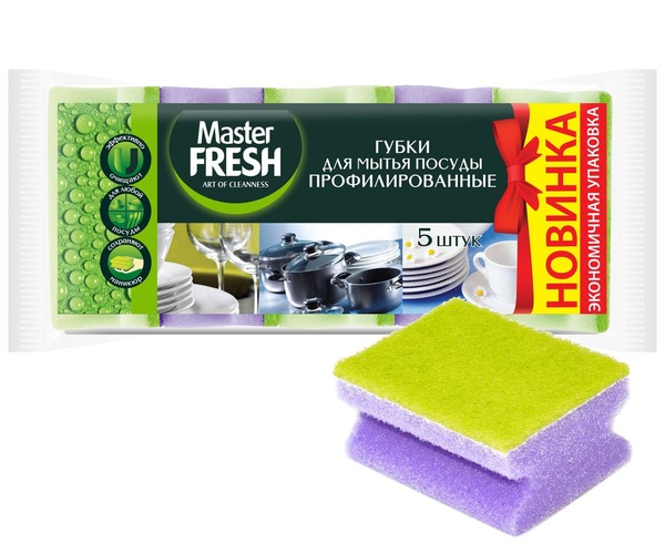Master FRESH Губки д/посуды профилированные, 5шт/36