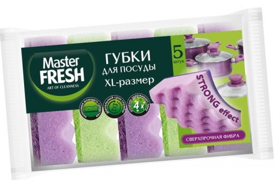 Master FRESH Губки д/посуды XL-размер STRONG effect, 5шт/BLACK/40