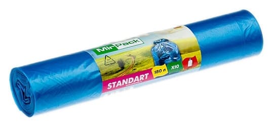 Мешки д/мусора 180 л(25мкм) Standart рулон 10 шт синие/18/