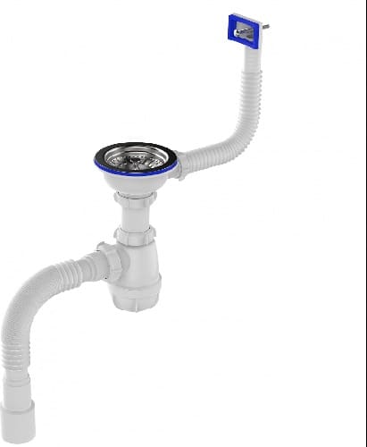Aquant Сифон для мойки 3 1/2"х40 с мет.реш. с круглым переливом с г.т. 40х40/50