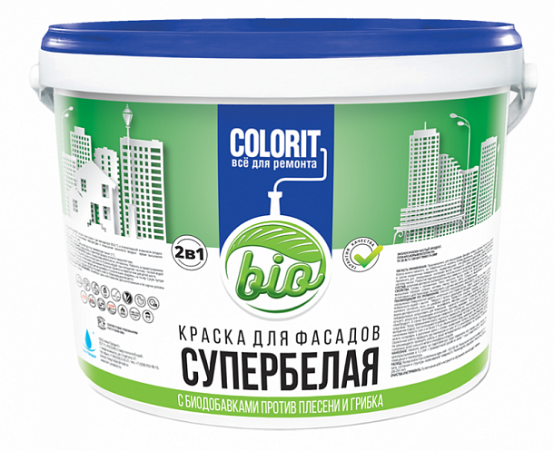 Краска COLORIT Bio для Фасадов супербелая 1,3 кг 