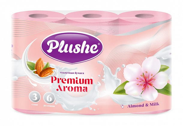 ТБ Plushe Premium Aroma "Миндаль и молоко" 6 рул по 15м 3слоя /16/