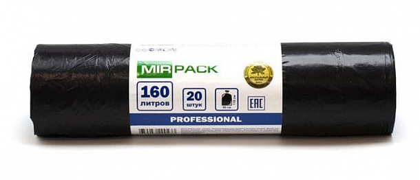 Мешки д/мусора 160 л(30мкм) PROFESSIONAL рулон 20 шт,черные/10/