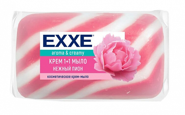 Крем+мыло EXXE 1+1 "Нежный пион" 1шт*80г  (РОЗОВОЕ) полосатое одиночное /72