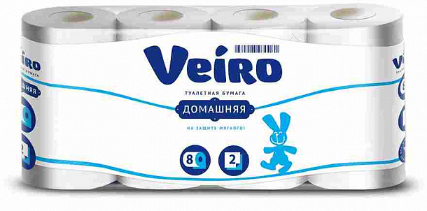 ТБ Veiro Домашняя 2 сл 8 рул/белая /6/