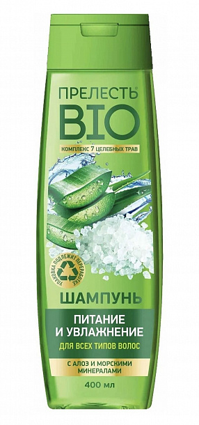 Шампунь Прелесть Био «Питание и увлажнение» д/всех типов вол. с морск. минерал и алоэ/400мл/6