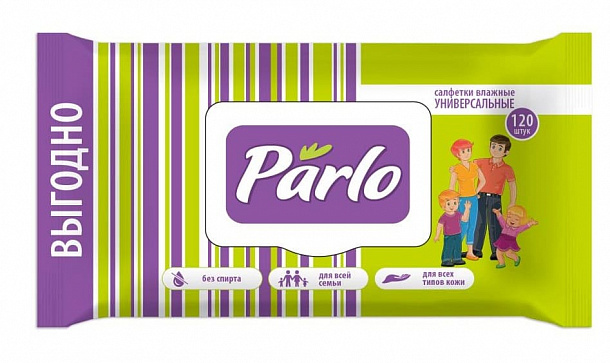 PARLO Влажные салфетки для детей с крышкой 120шт/16