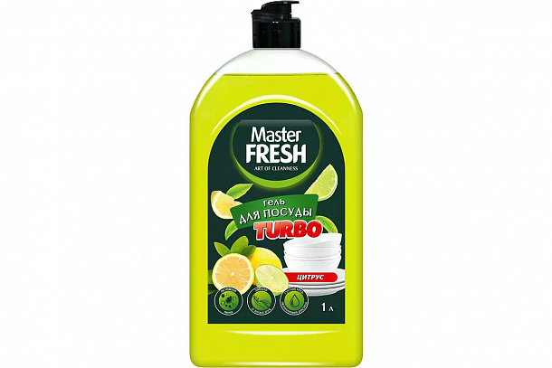 Master FRESH Turbo Гель  д/мытья посуды Цитрус,1000мл/12