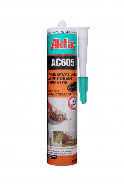 Akfix AC605 Акриловый герметик, 310 мл. Белый
