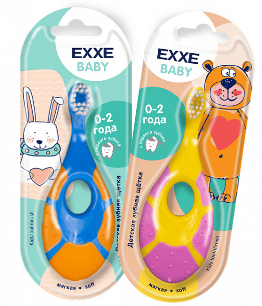 Детская зубная щетка EXXE Baby 0-2 года, 1 шт/48