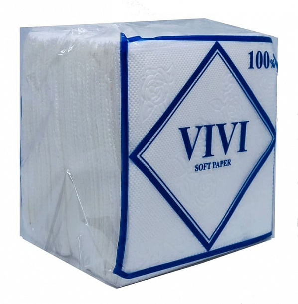 Салфетки бум. "VIVI" белые 100 шт /20/ синяя этикетка