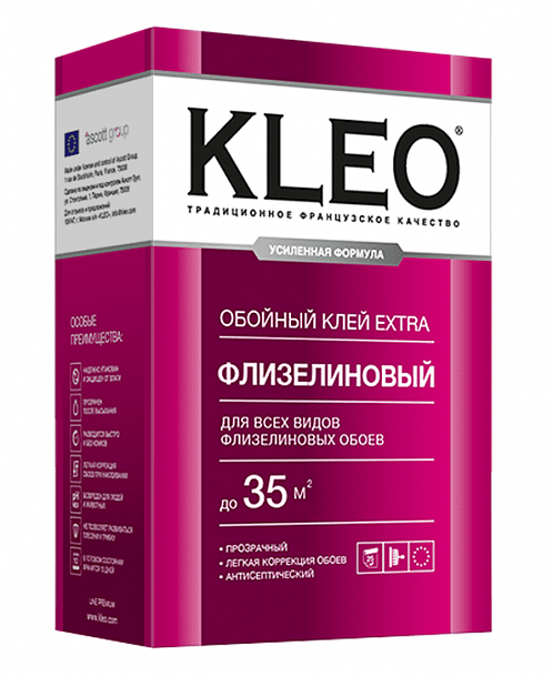 Клей KLEO EXTRA 35 +20% бесплатно для флизелиновых обоев, сыпучий (290г) 20шт/уп