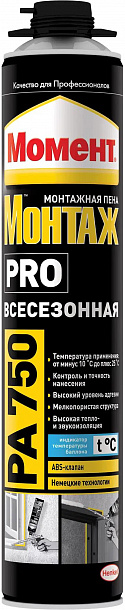 Пена Момент Монтаж PRO PА 750, 750мл всесезонная 12шт/упак