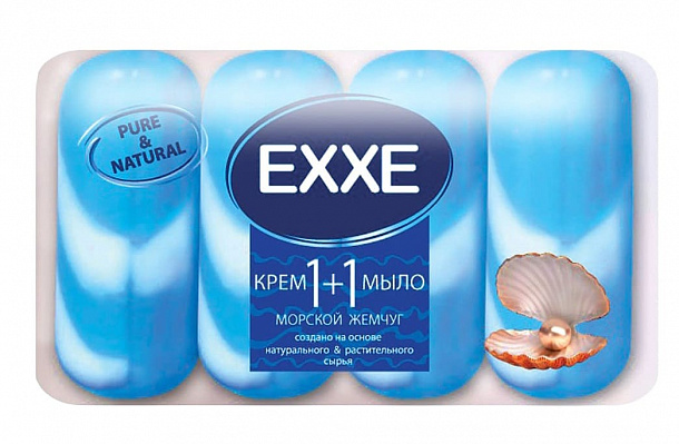 Крем-мыло EXXE 1+1 "Морской жемчуг" 4шт*90г (СИНЕЕ) /24