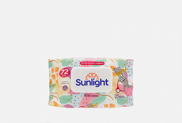 SUNLIGHT BABY ECO Влажные салфетки Мишка 72 шт /24 шт