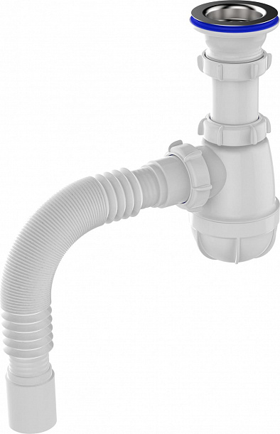 Aquant Сифон для кухни 1 1/2"х40 с мет.реш. с г.т. 40х40