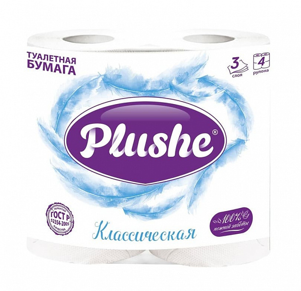 ТБ Plushe Deluxe Light "Белая" 4 рул  по 15м 3 слоя /12 /
