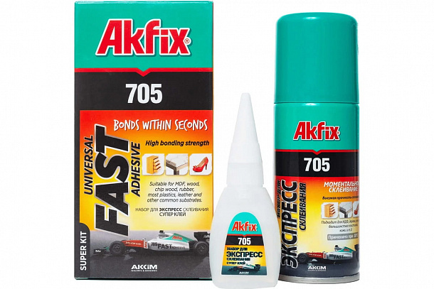 Клей AKFIX 705 Набор для склеивания (В25 гр + 100мл)