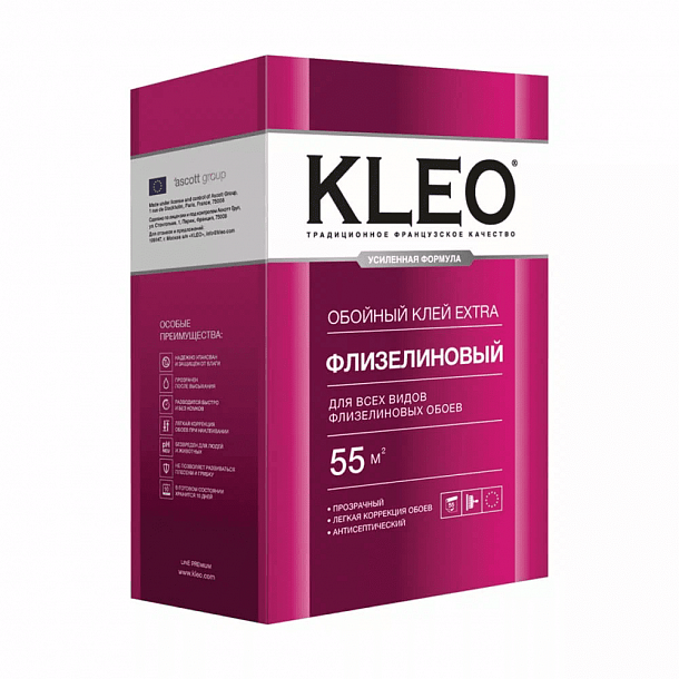 KLEO EXTRA 55 + 10% бесплатно, Клей для флизелиновых обоев, сыпучий 12шт/уп