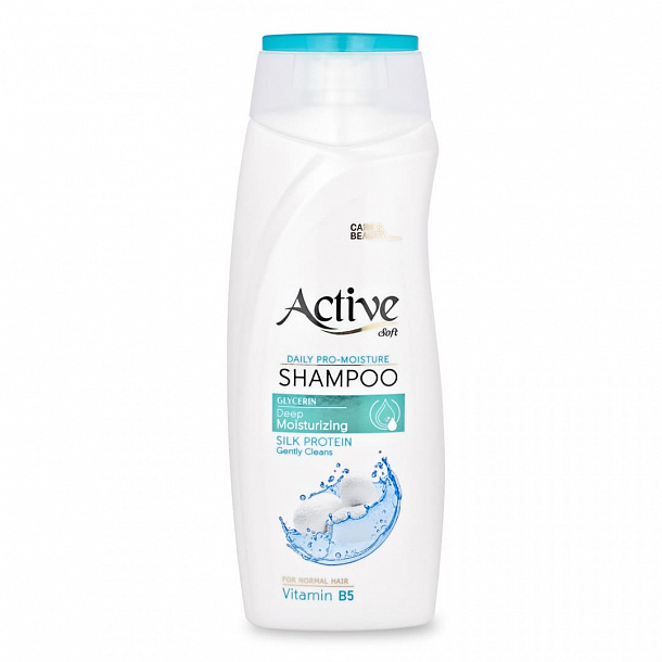 ACTIVE Шампунь увлажняющий CARE & BEAUTY. С протеинами шелка и витамином B5, 350 мл/12