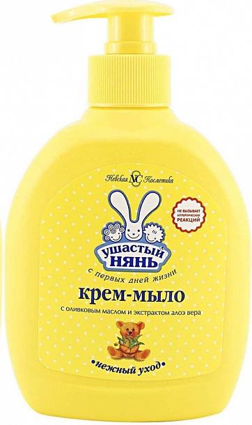 УШАСТЫЙ НЯНЬ крем-мыло жидкое Оливковое и Алоэ 300 мл 6/24/
