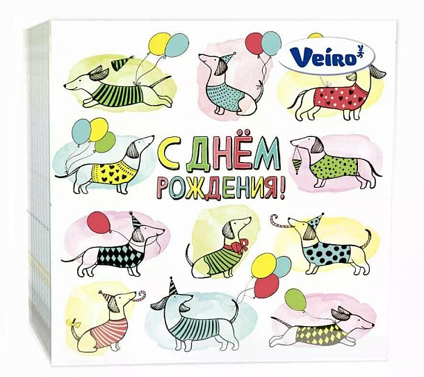 Салфетки ДР Таксы 3сл 20шт /14/