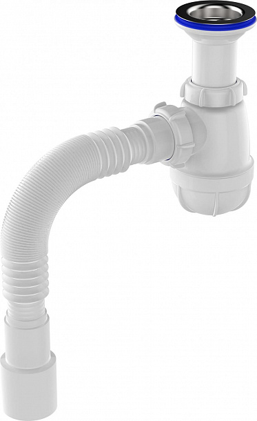 Aquant Сифон для кухни 1 1/2"х40 с удлинённой горловиной с мет.реш. c г.т. 40х40  /50