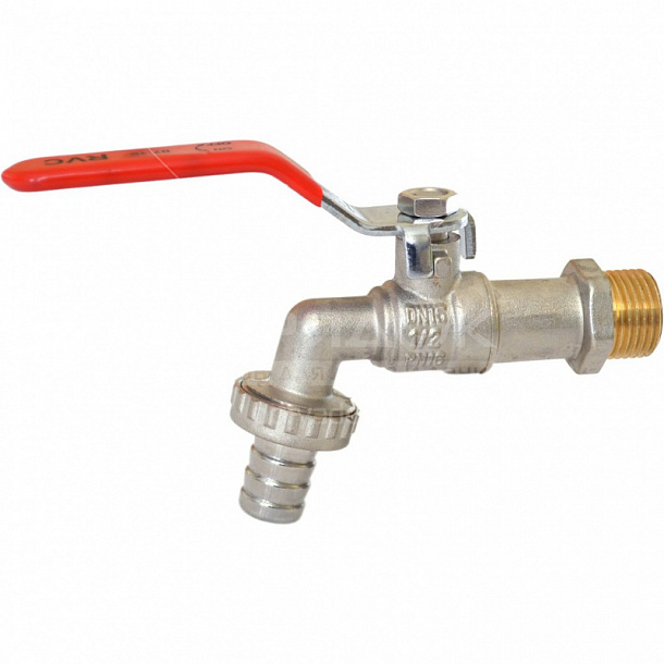 Кран шаровой водоразборный под шланг  1/2  Wh  ручка ECO (180/20)