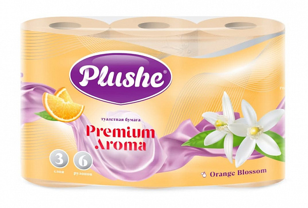 ТБ Plushe Premium Aroma "Оранжевый цвет" 6 рул по 15м 3слоя /16/