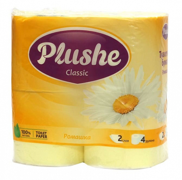 ТБ Plushe Classic "Ромашка" 4 рул  по 18 м 2 слоя /12/
