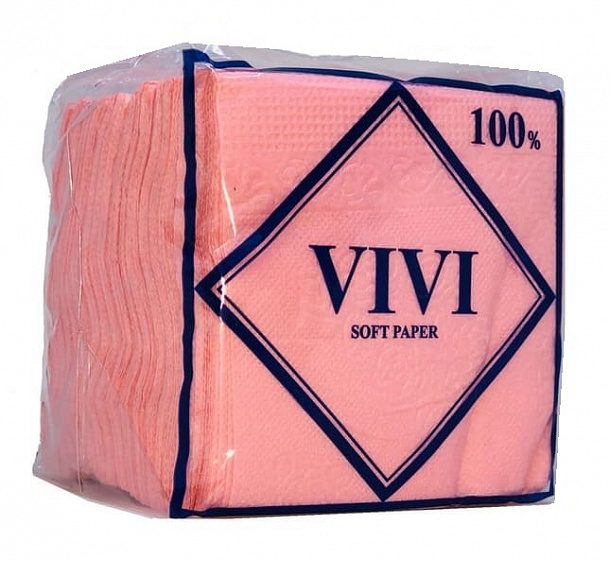 Салфетки бум. "VIVI" цветные (упаковка ассорти) 100 шт /20/ синяя этикетка