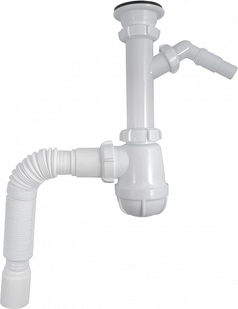 Aquant Сифон для кухни 1 1/2"х40 с мет.реш. с отводом с/м c г.т. 40х40