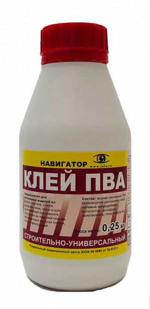 Клей ПВА стр./унив. (0.25 кг) /"Навигатор"/ 12шт/кор