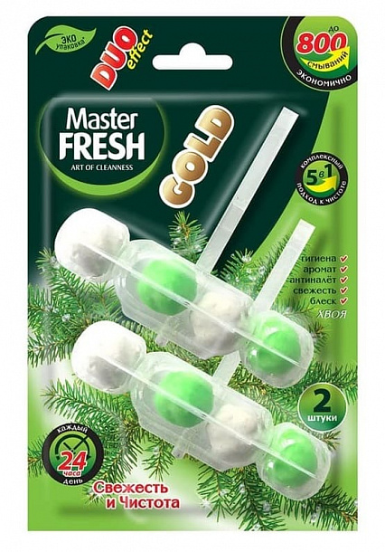 Master FRESH GOLD ХВОЯ/2 ПОДВЕСКИ/ подвесной блок для унитаза DUO EFFECT 5в1/24