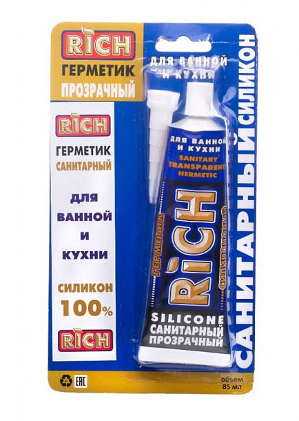 Силикон  РИЧ санитарный прозрачный тюбик  85мл (1/24)